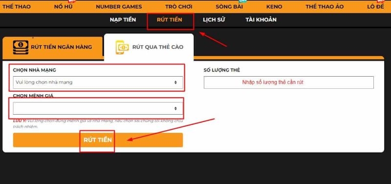 Hình thức rút tiền linh hoạt và uy tín