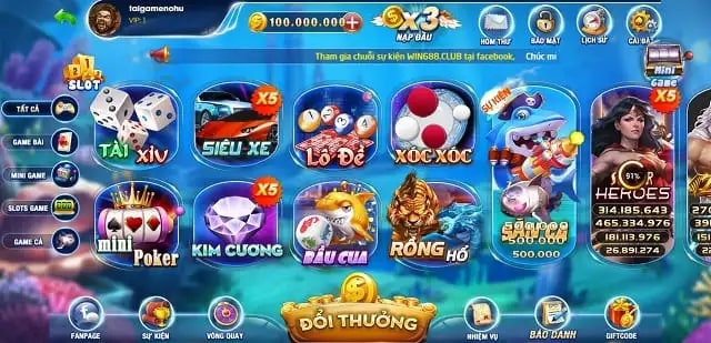 68gamebai fm Vua 88 Club có kho game vô cùng ấn tượng