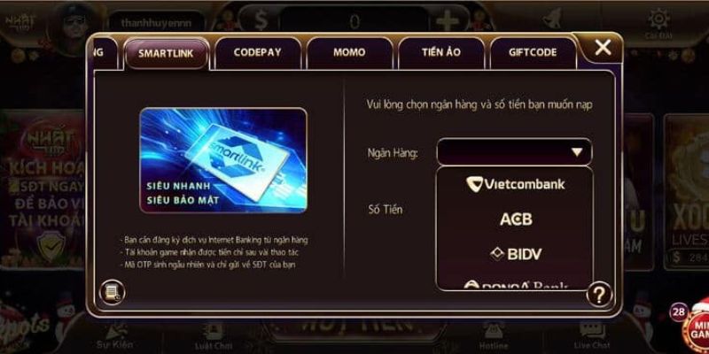 68gamebai fm Nạp tiền nhanh chóng với Smartlink hết sức đơn giản
